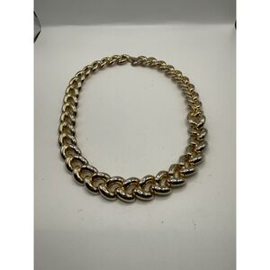 Bold Gold Tone Curb Link‎ Necklace Chunky Statement Chain 18"